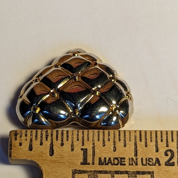 💕 Vintage Heart woven Silvertone with gold tone design criss  cross brooch … - Picture 4 of 12